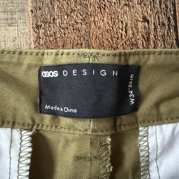 ASOS Design men’s Skinny Chino shorter shorts in khaki W34 - Picture 5 of 8